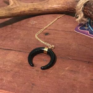 Black crescent necklace
